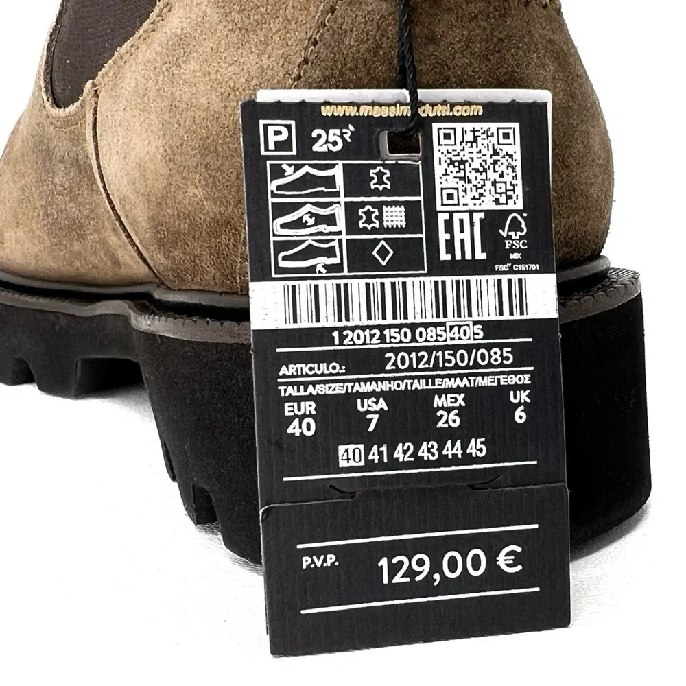 Massimo Dutti Chelsea Boots Moc Toe Brown Suede Euro Size 40 = US 7 New NWT